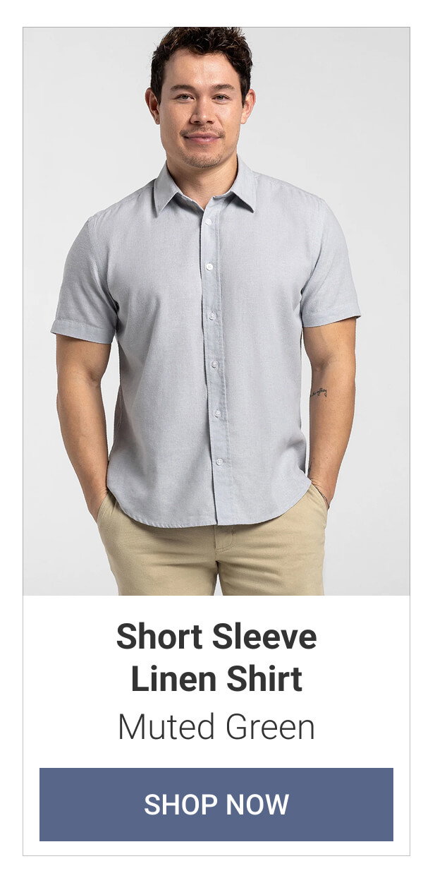 Muted Green Short Sleeve Linen Shirt