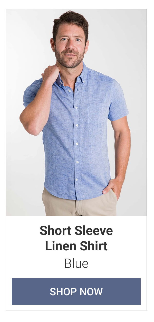 Blue Short Sleeve Linen Shirt