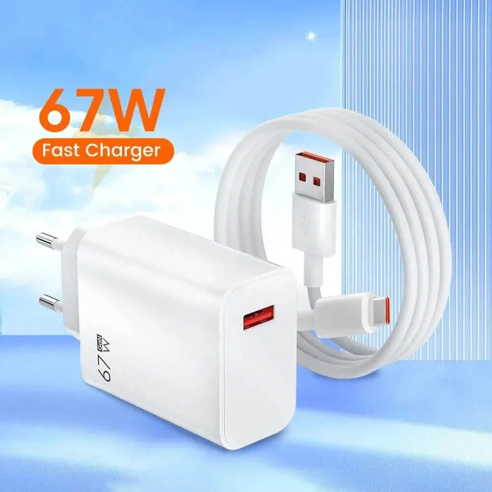 Image of 67W GaN USB-C Fast Charger with EU/US/UK Plugs & 10A Type-C Cable, Fast PD Charging for iPhone Samsung Xiaomi Huawei