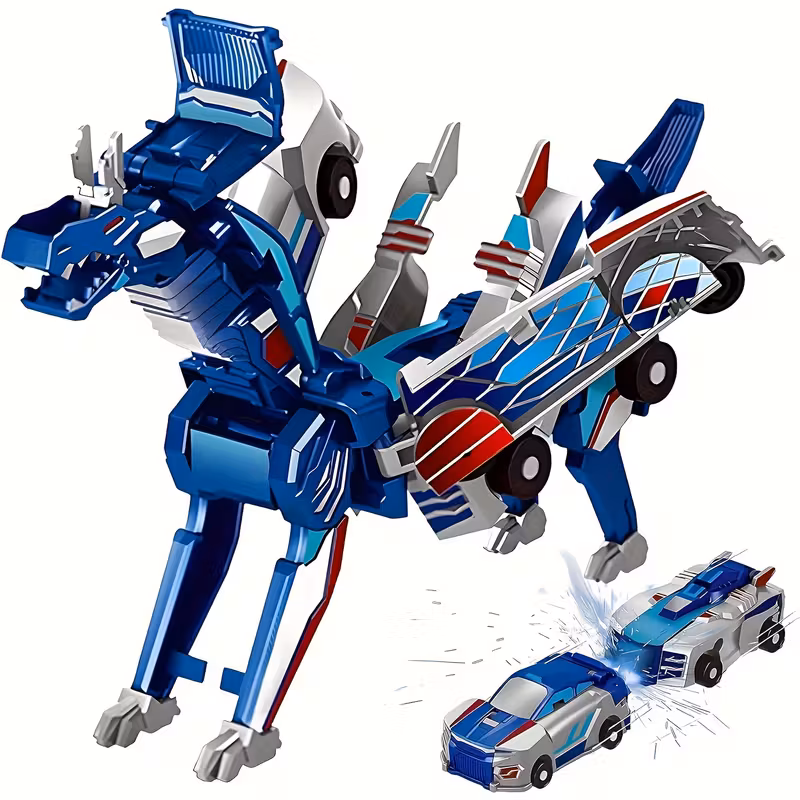 Image of Car & Transforming Dinosaur Toy – Crash-Proof Manual