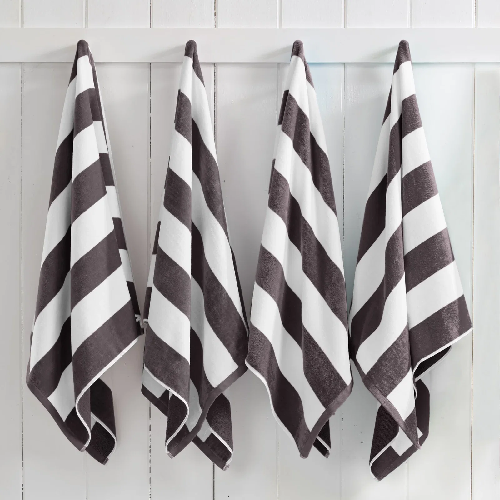 Image of Cotton Velour Cabana Stripe Beach Towel - Novia Collection