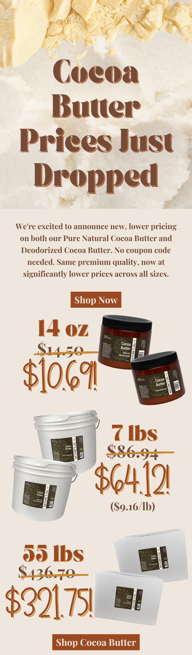 Price Drop on Cocoa Butter