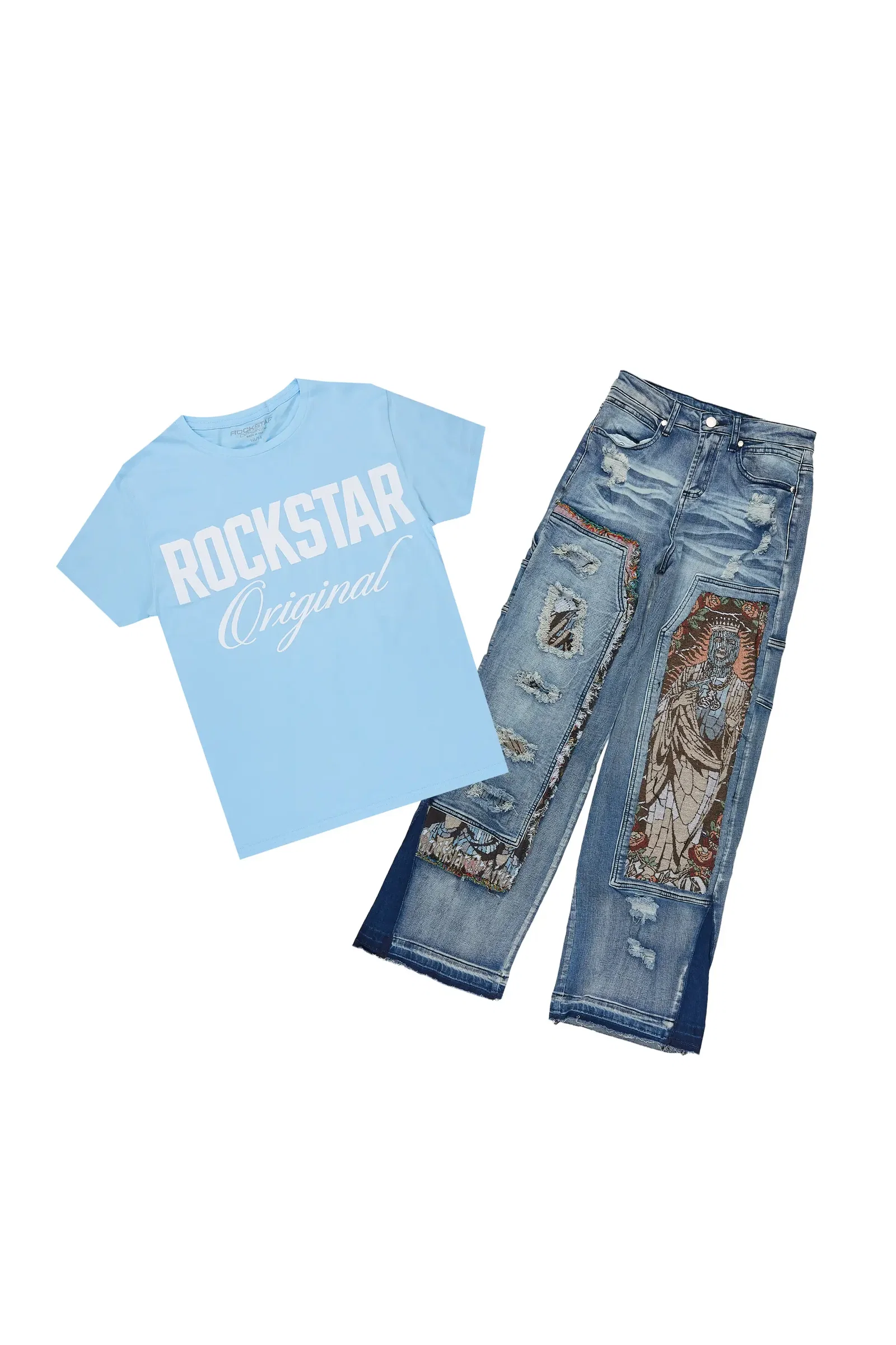 Image of Boys Jett Light Blue T-Shirt Baggy Jean Set