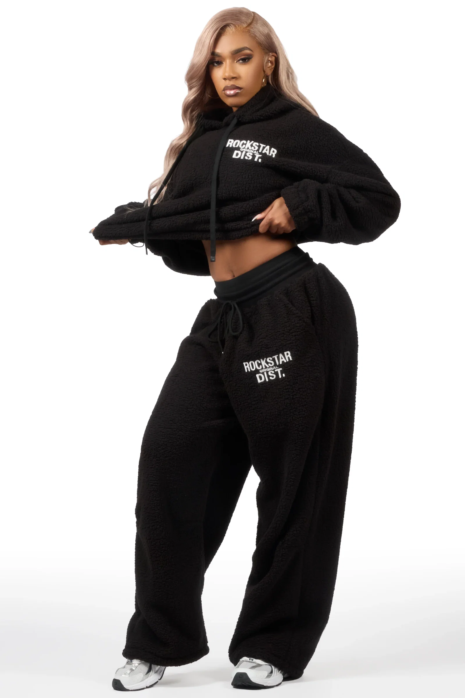 Image of Nykeema Black Sherpa Baggy Fit Track Set
