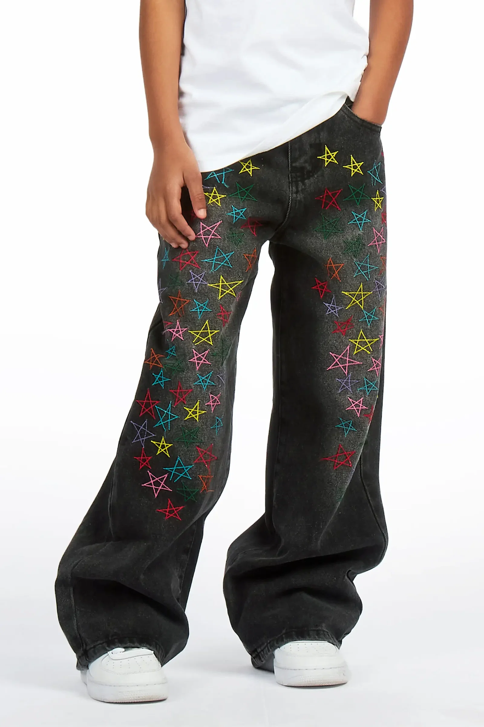 Image of Girls Levie Washed Black Baggy Fit Jean