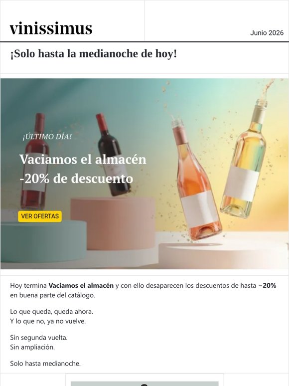 ÚLTIMO DÍA Vaciamos el almacén ¡Hasta -20%!