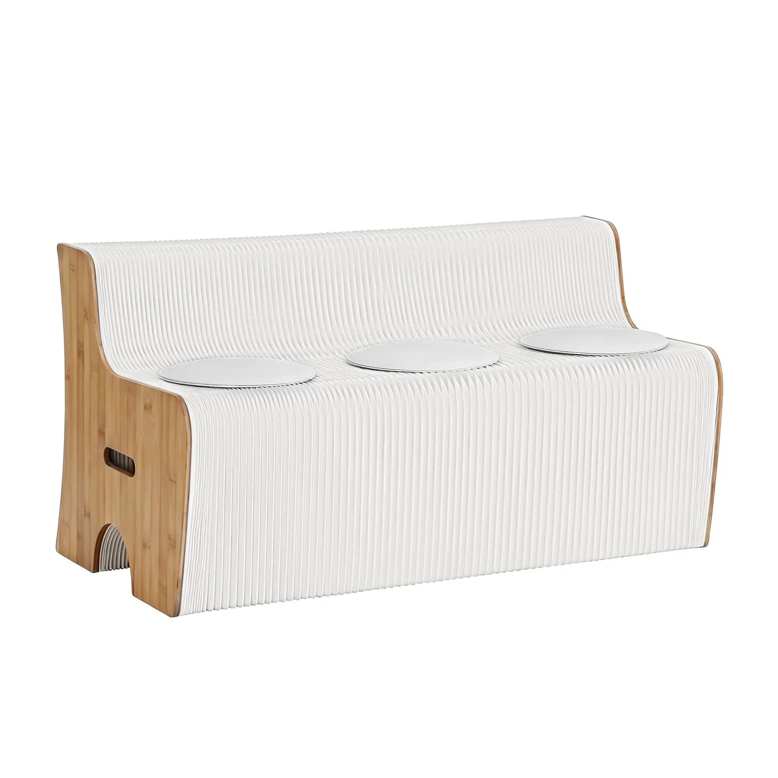 Artiss Folding Kraft Paper Sofa 3 Seater Accordion Bench with PU Leather Cushion Collapsible Couch 300kg Capacity 150x59x63cm