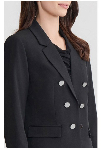 Faux Double Breasted Jacket Polished Bi-Stretch