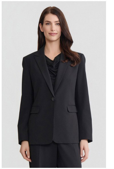 Single-Button Blazer, Polished Bi-Stretch