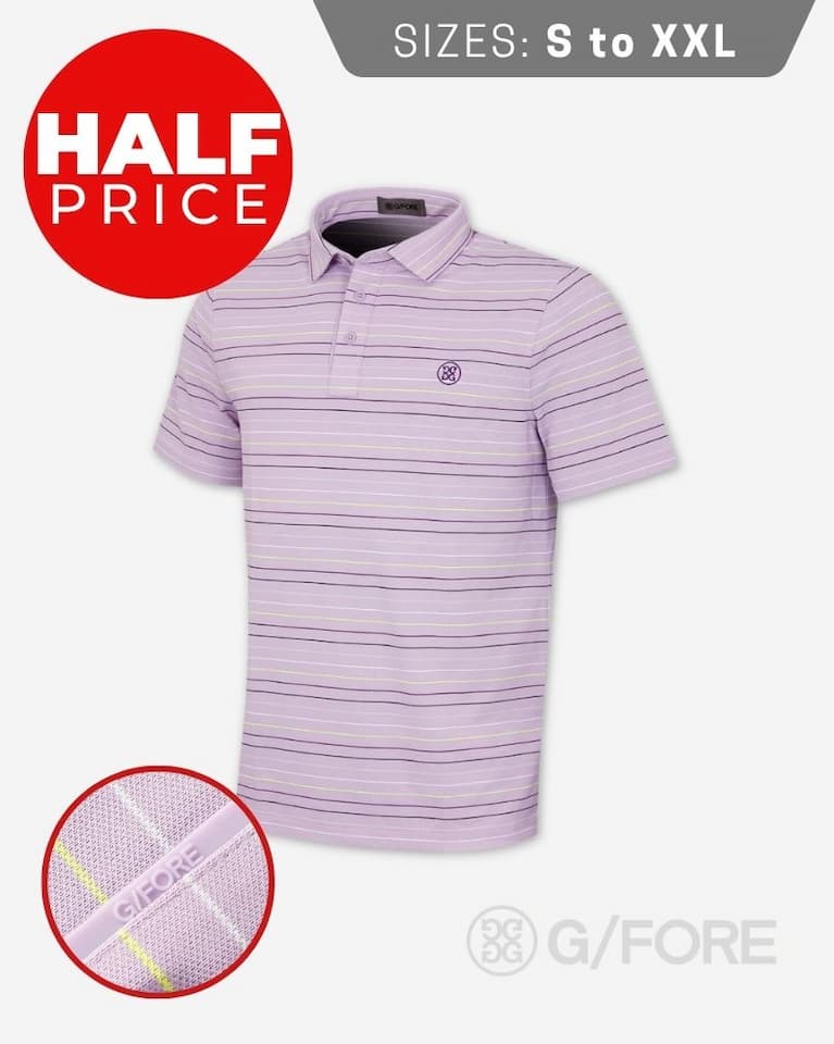 G/Fore Mens Multi Stripe Piqué Performance Golf Polo Shirt