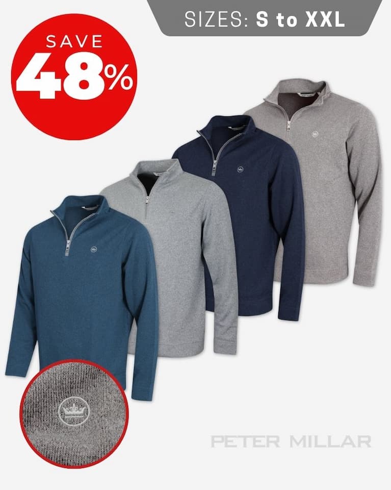 Peter Millar Mens Crown Fleece Stretch Lightweight Quarter-Zip Golf Sweater