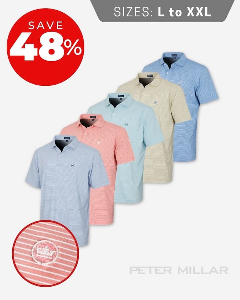 Peter Millar Mens Ballad Performance Jersey 4-Way Stretch Golf Polo Shirt