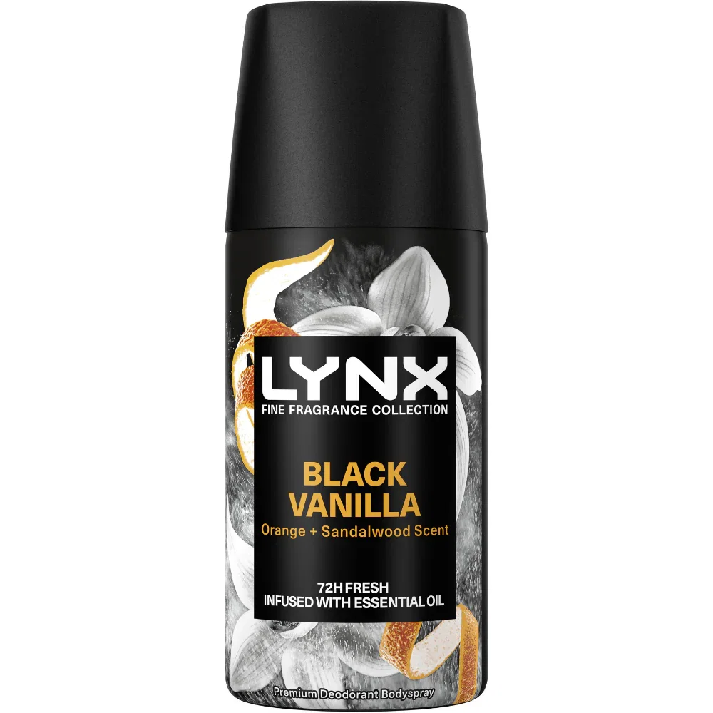 Image of Lynx Fine Fragrance 72h Black Vanilla Orange & Sandalwood Premium Deodorant Body Spray 35ml