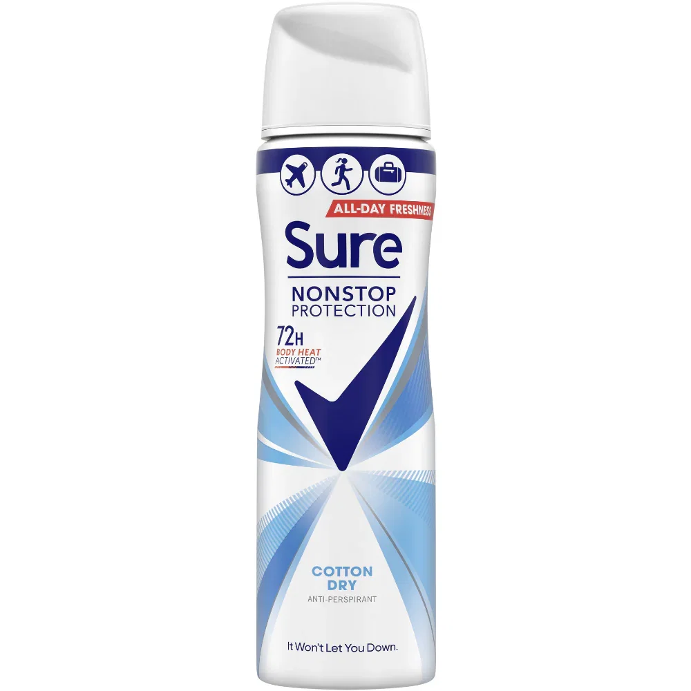 Image of Sure Nonstop Protection 72h Cotton Dry Anti-Perspirant Deodorant Spray 75ml