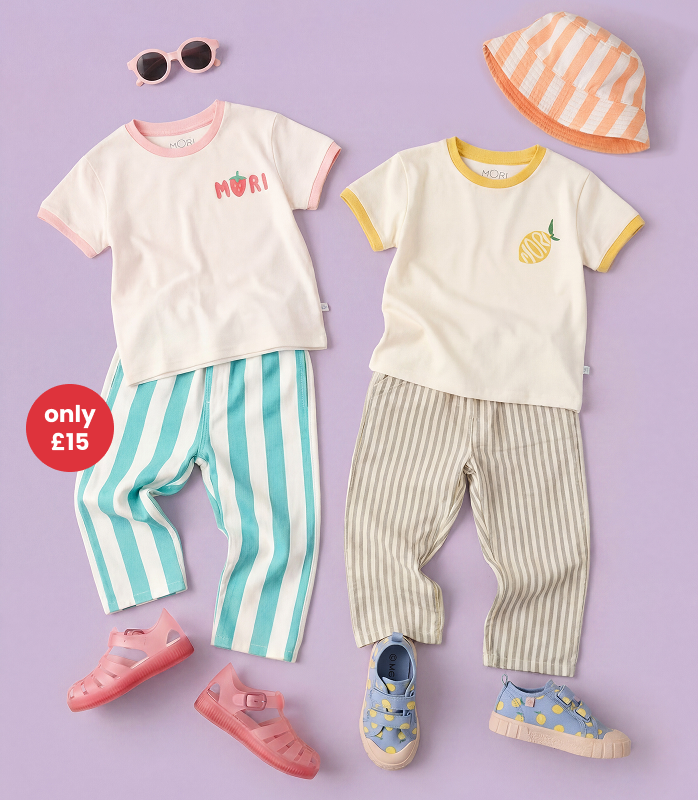 KIDLY by MORI Green Striped Cotton Trousers