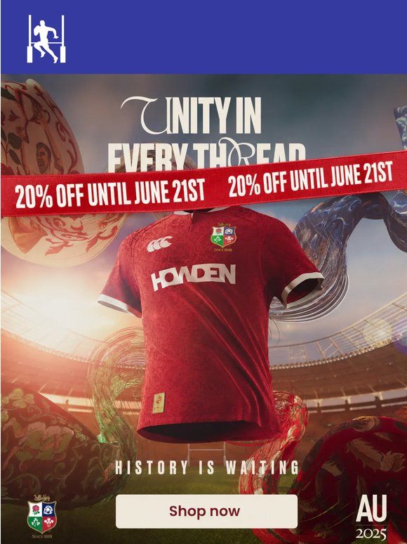 🦁 Hurry 20% off Lions 2025 Gear limited time only