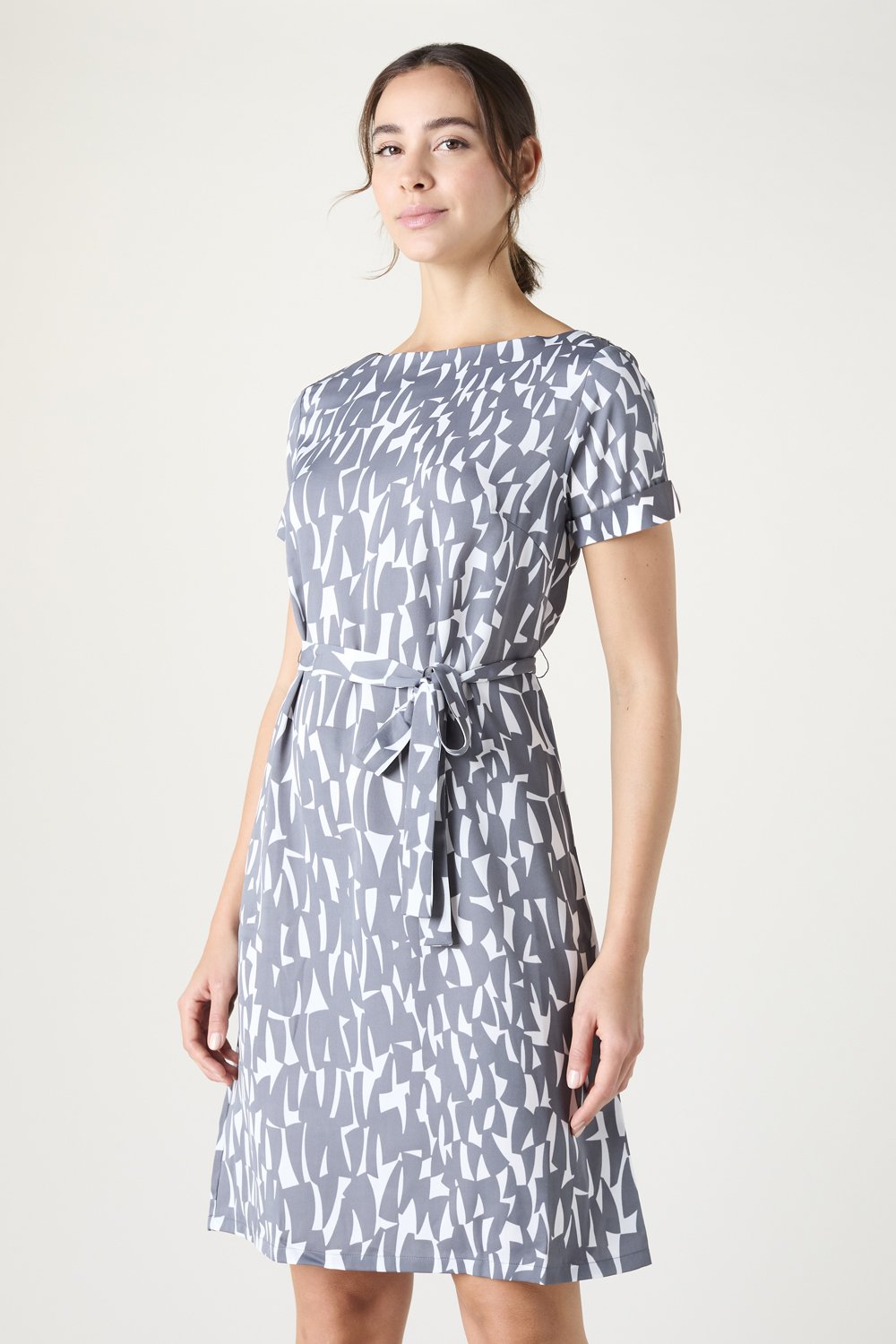 Image of SJ Women's Pattern Shift Dress, Grey Shards