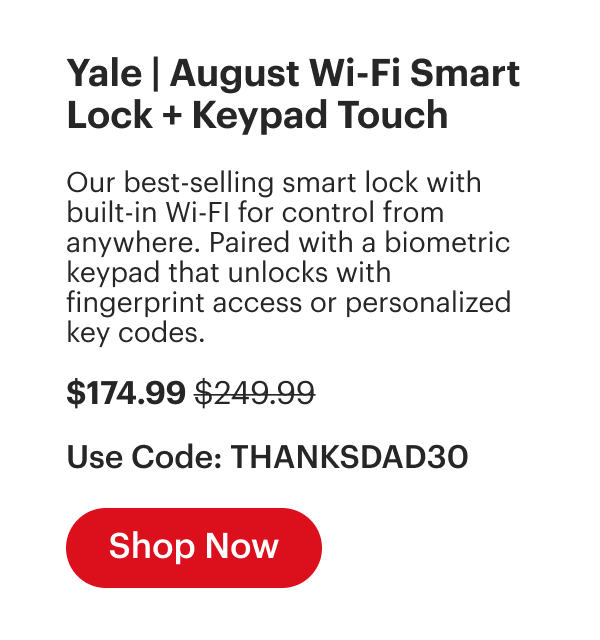 30% Off Wi-Fi Smart Lock with Keypad Touch