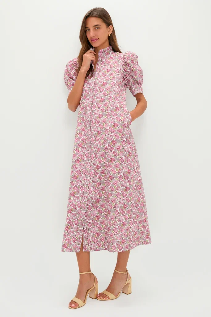 Image of Pink & Sage Ditsy Floral Louisa Maxi Dress