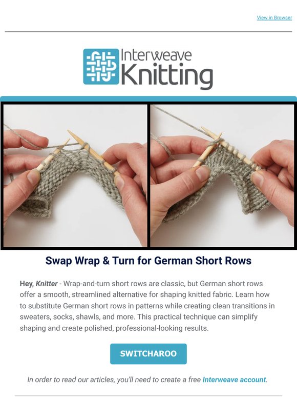 Swap Wrap & Turn for German Short Rows