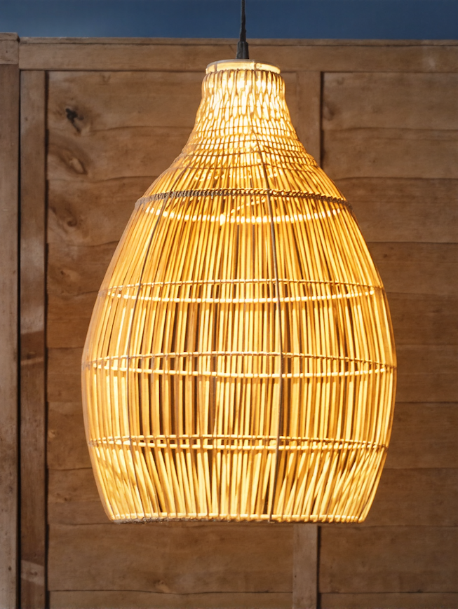 Teardrop Wicker Style Pendant Light