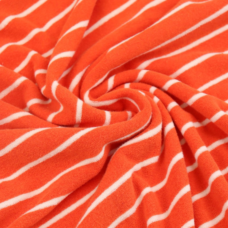 Tissu jersey éponge rayé Jim - orange / écru