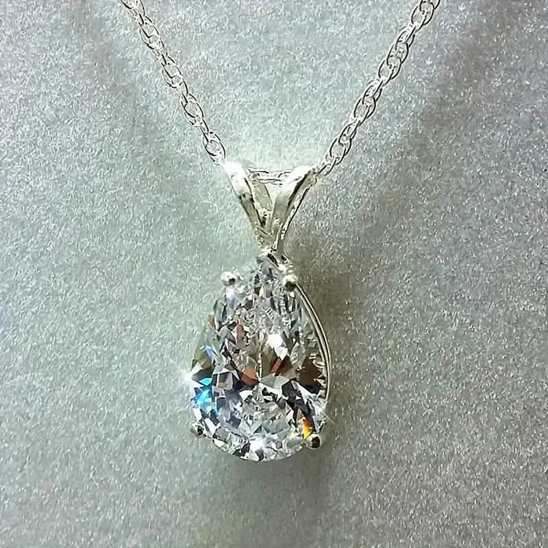 Image of Teardrop Shaped Zirconia Pendant Copper Necklace