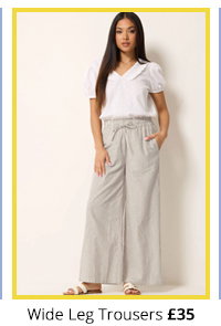 M&Co Natural Brown Stripe Wide Leg Cotton Trousers