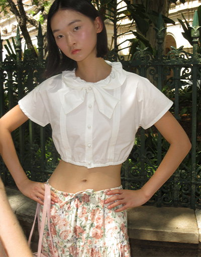 Sail Collar Top - White