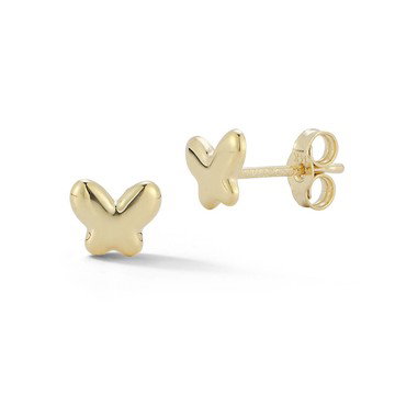 Bellissima Gold 14K Yellow Gold Dainty Puffed Butterfly Stud Earrings