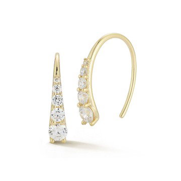 Rachel Zoe 14K Yellow Gold Over Sterling Silver Cubic Zirconia Graduated Threader Earrings