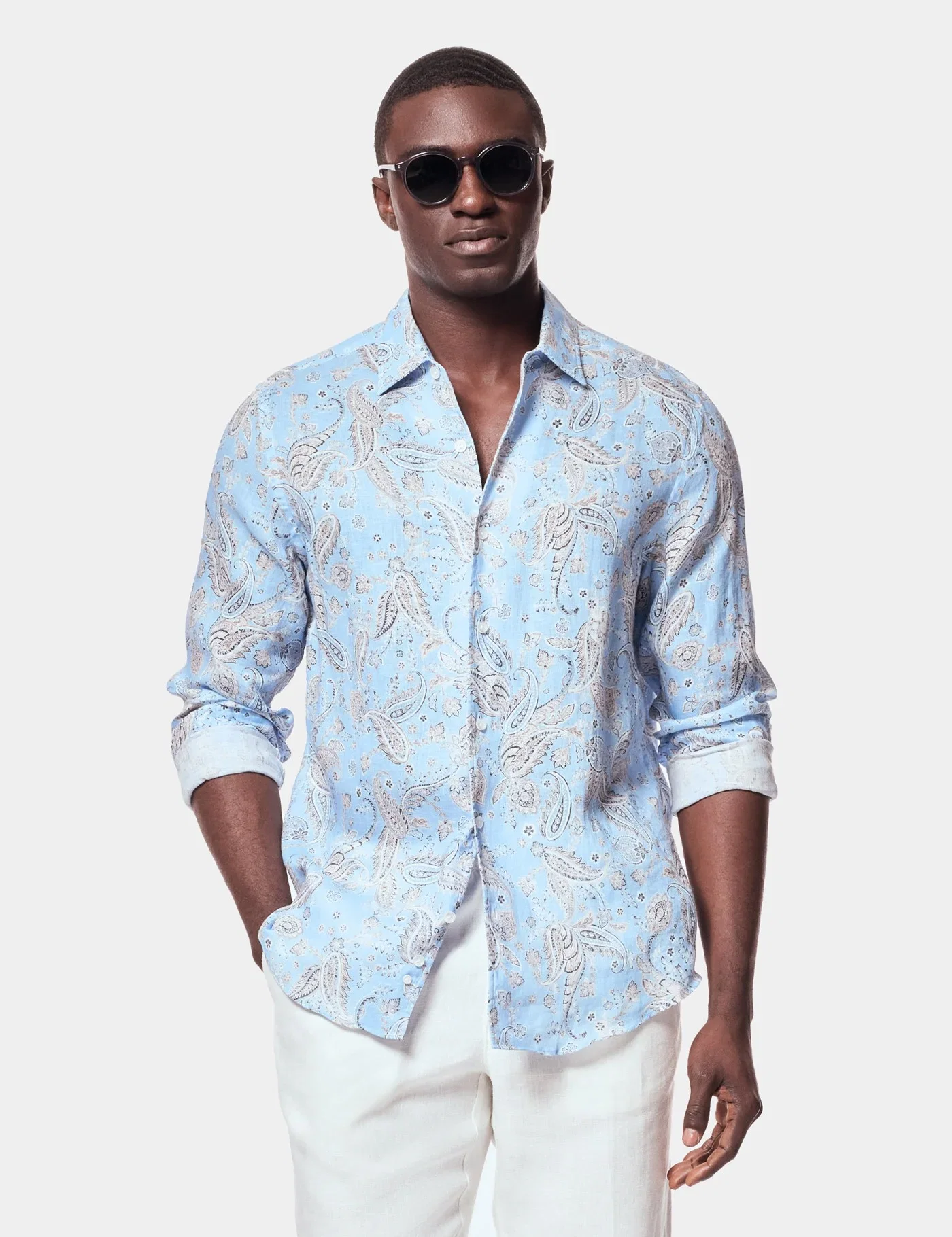 Hawes & Curtis Slim Fit Blue & Brown...