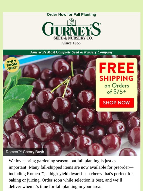 Get your fall order shipped FREE.