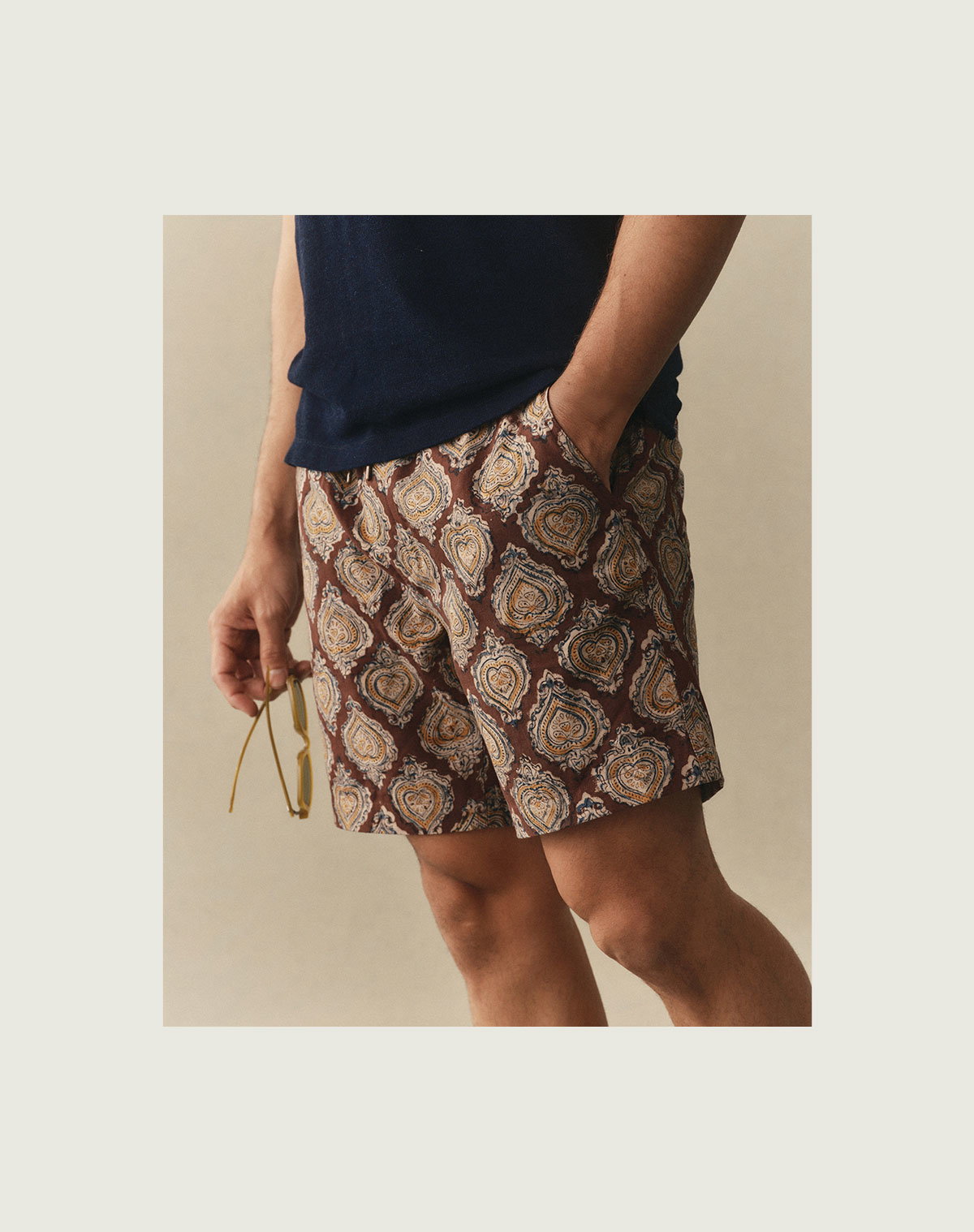 The Après Short in Sangria Block Print     