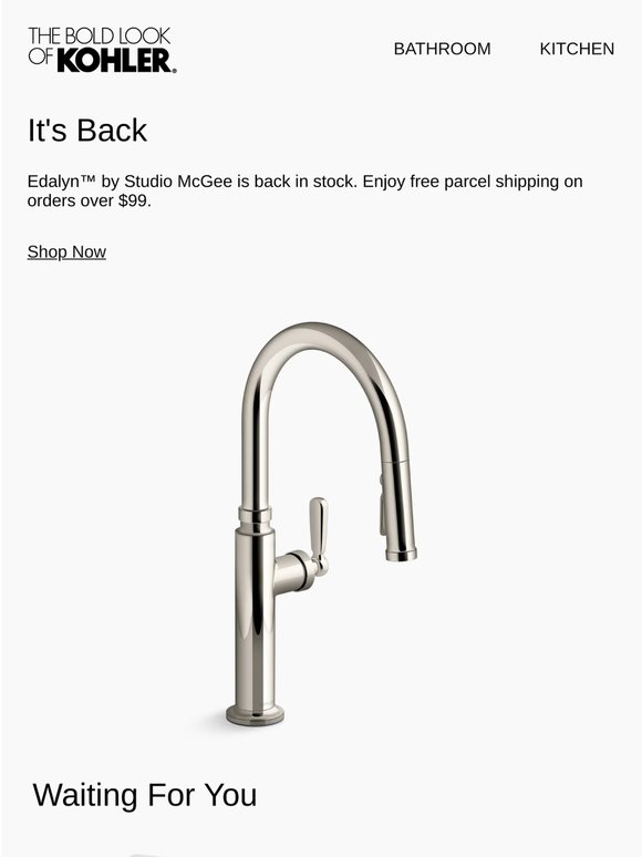 Back In Stock at KOHLER:  Edalyn™ by Studio McGee