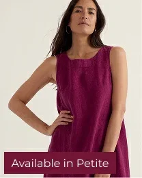 Cresting Waves Sleeveless Linen Dress