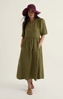 Fen Violet Linen Midi Dress