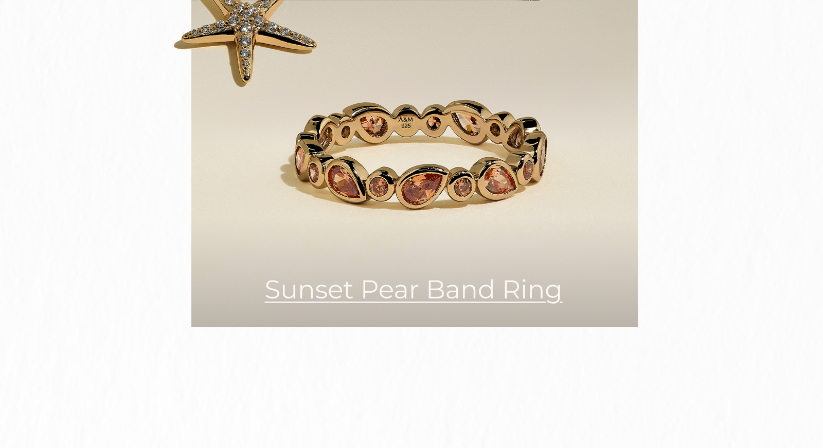 Sunset Pear Band Ring in Gold