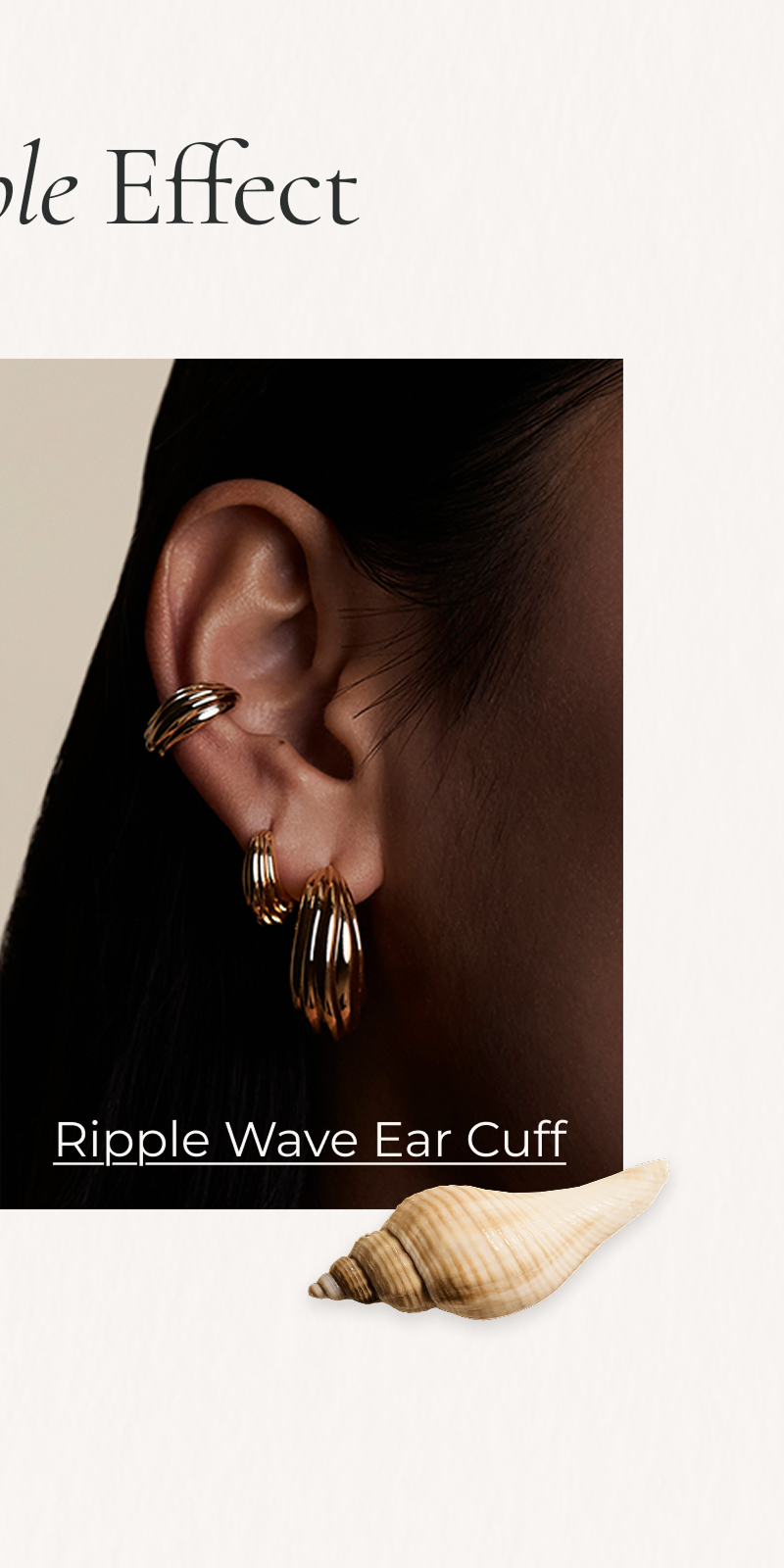 Ripple Wave Ear Cuff in Gold