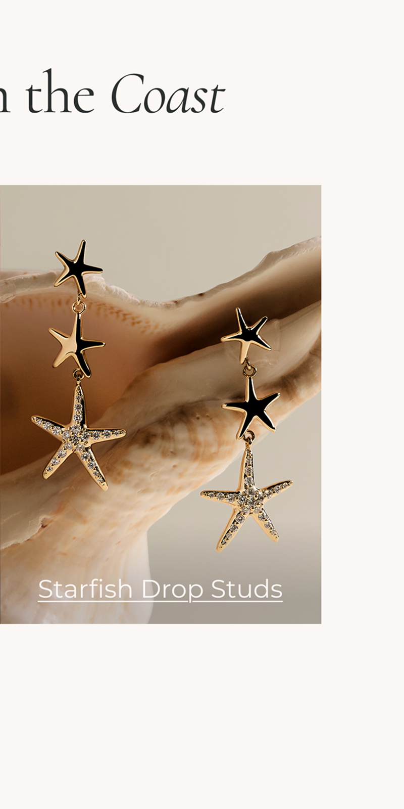 Starfish Drop Studs in Gold