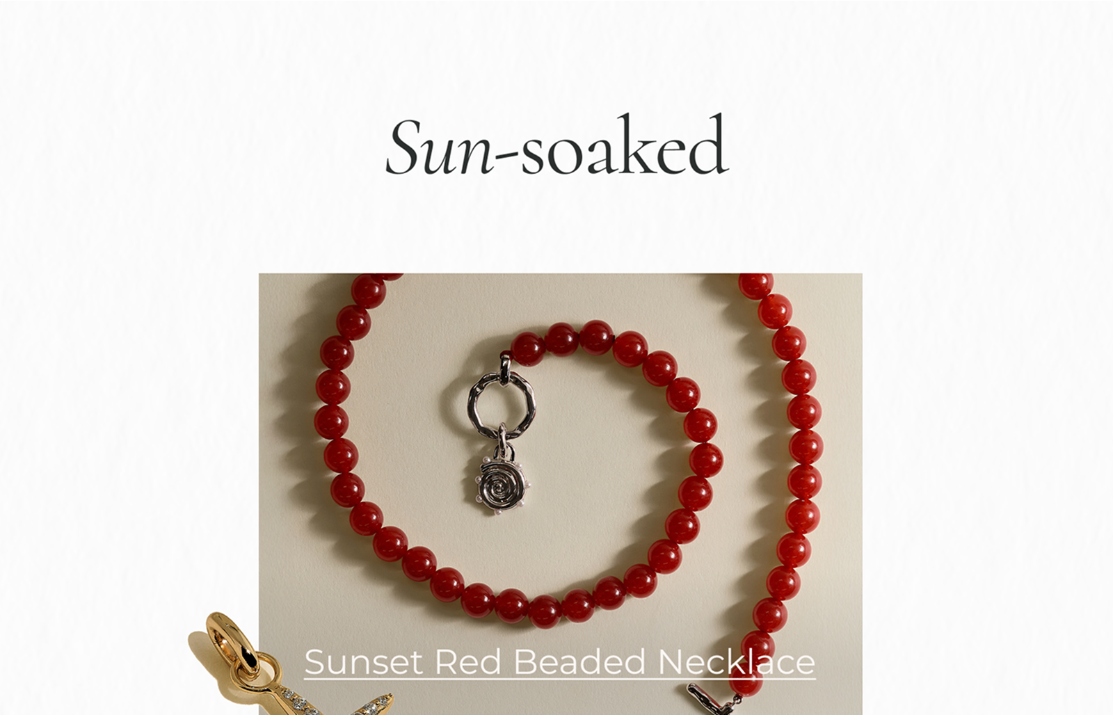 Sunset Red Beaded Necklace in Gold