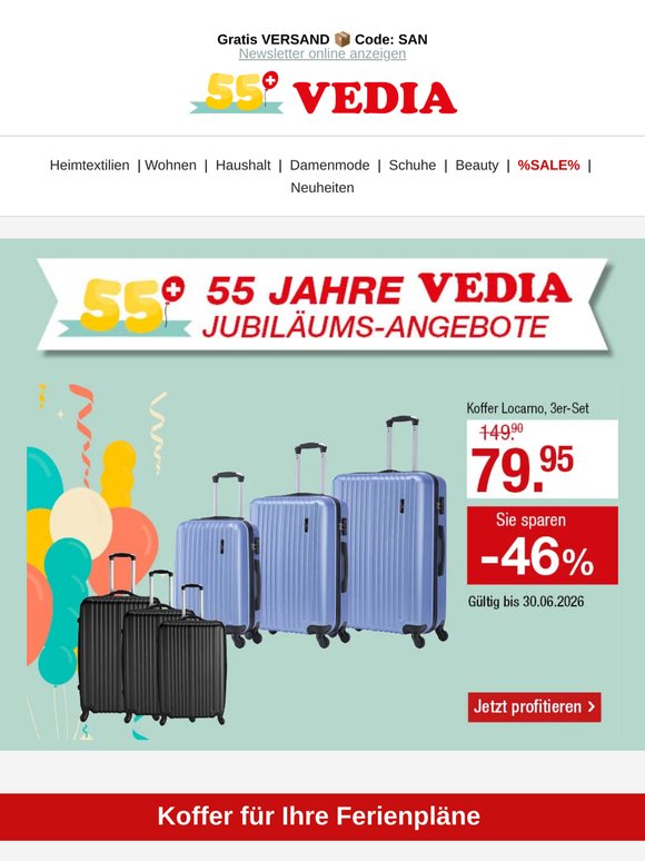 🧳 Koffer-Set -46% Rabatt & GRATIS Versandkosten