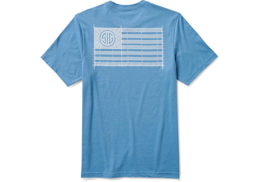 Image of 5.11 SIG SAUER SCHEMATIC FLAG - MEN'S BLUE T-SHIRT
