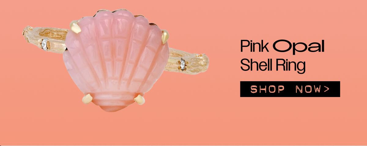 Pink Opal Shell Yellow Gold Ring - Shop Now