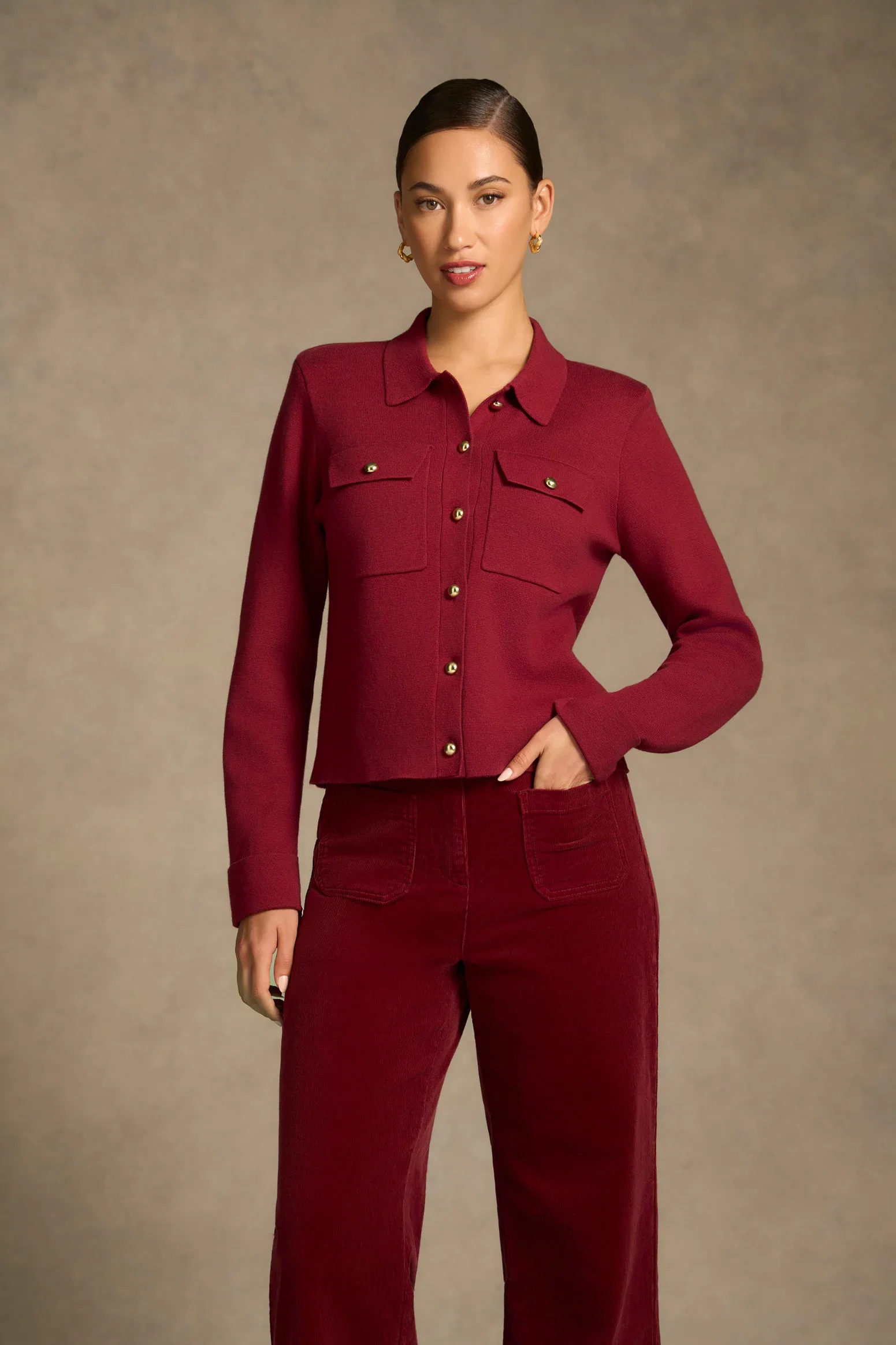 Image of Milano Knit Jacket - Merlot