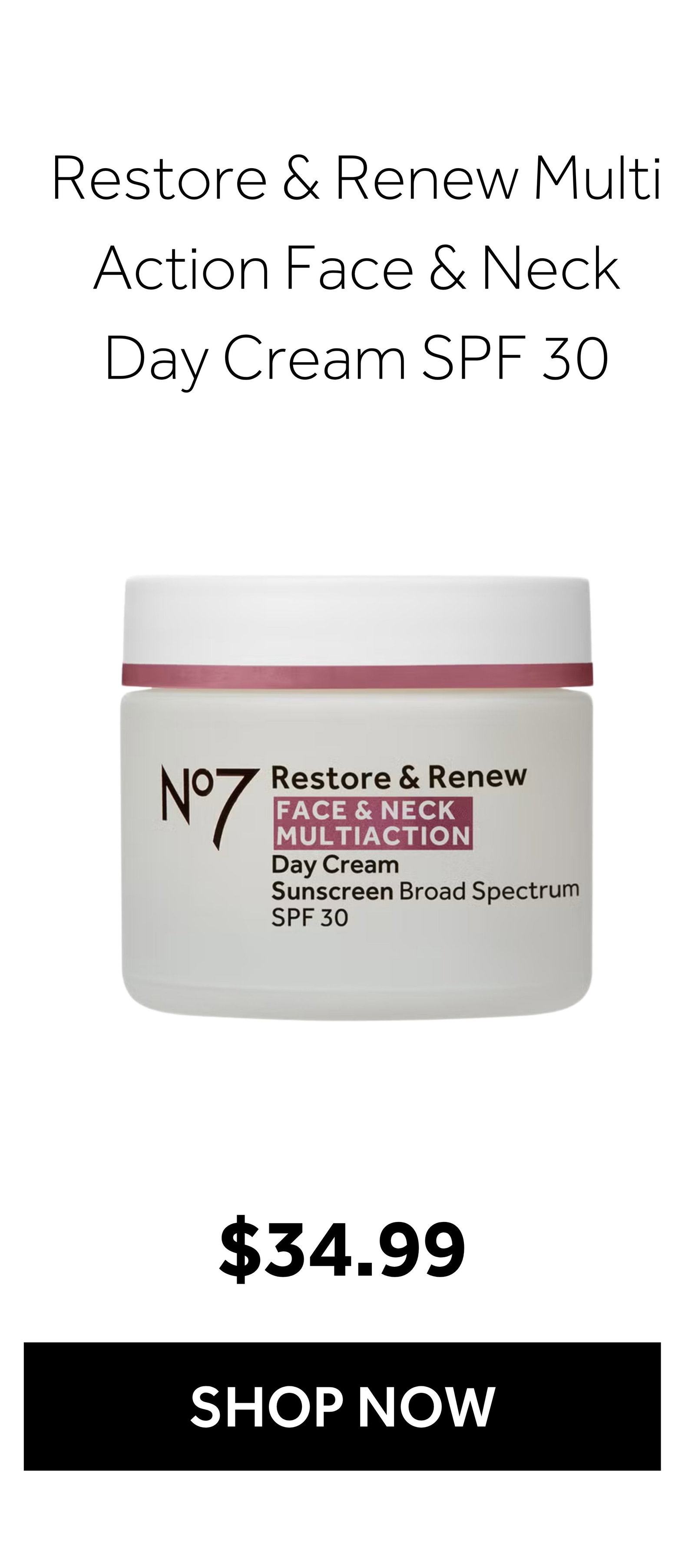 Restore & Renew Face & Neck Multi Action Fragrance Free Day Cream SPF 30