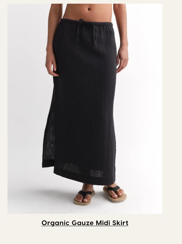 Organic Gauze Midi Skirt