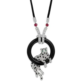 Cartier Diamond, Onyx, Emerald and Ruby 'Panthère' Necklace