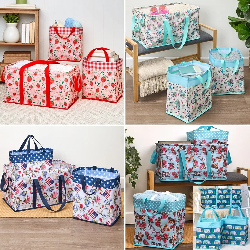 Image of Heavy-Duty All Purpose Patterned Tote Bags - Set of 3