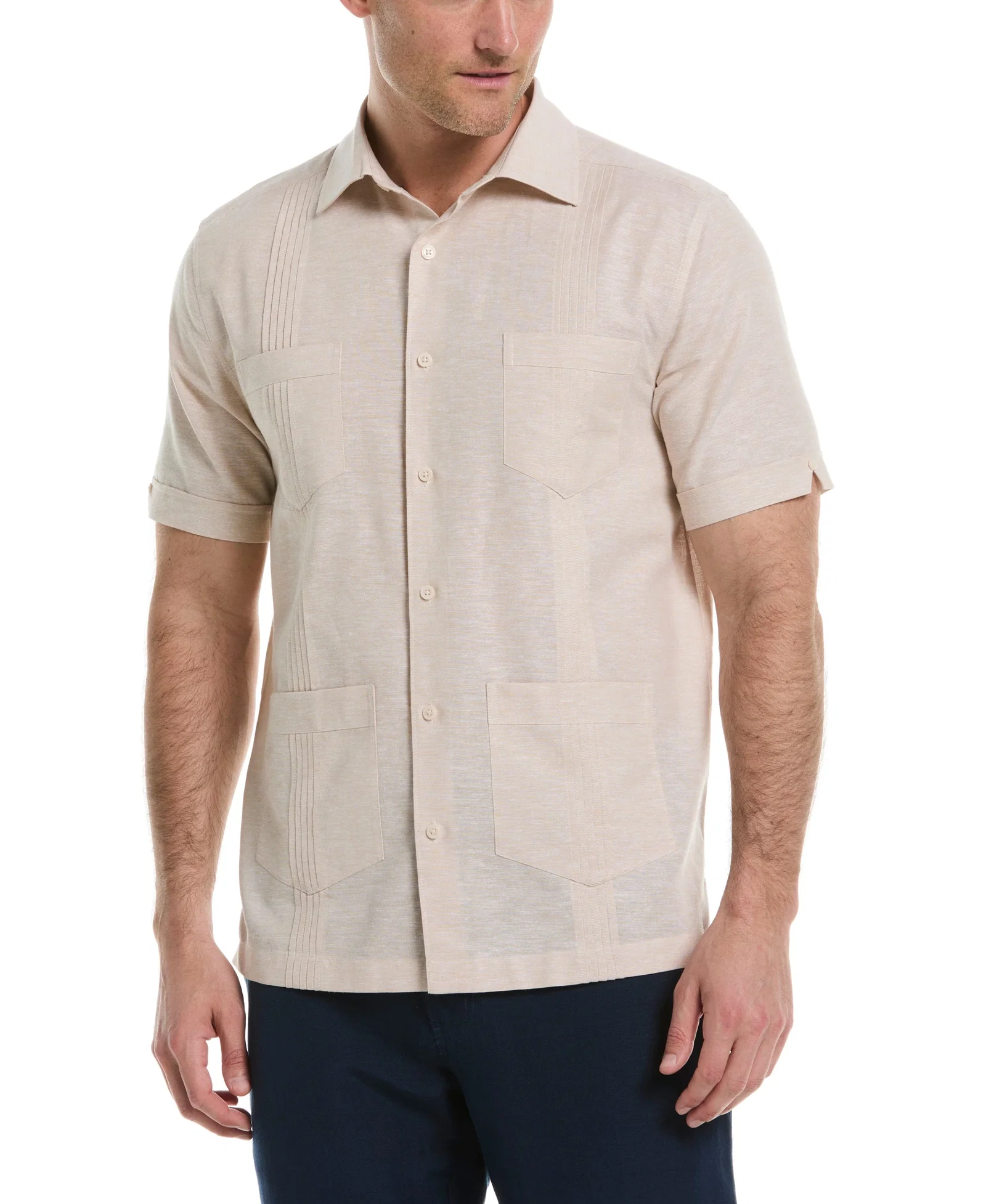 Image of Linen Blend 4-Pocket Guayabera Shirt